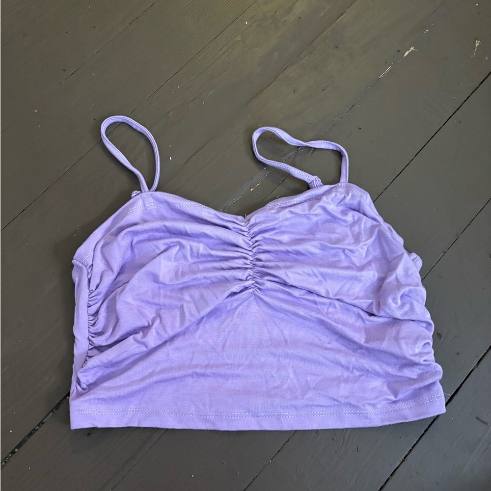 front ruched purple top